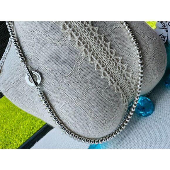 Tiffany & Co Sterling Silver Bead/beaded Toggle Bracelet/Necklace Set 4mm - Picture 6 of 10